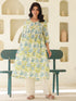 Off White Pure Cotton Floral Printed A-line Maternity Kurta