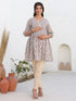 Cream Pure Cotton Geometric Printed A-line Maternity Tunic
