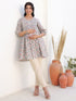 Cream Pure Cotton Geometric Printed A-line Maternity Tunic