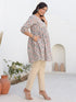 Cream Pure Cotton Geometric Printed A-line Maternity Tunic