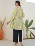 Green Pure Cotton Floral Printed Tiered Maternity Tunic