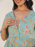 Blue Pure Cotton Floral Printed A-line Maternity Tunic