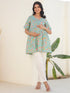 Blue Pure Cotton Floral Printed A-line Maternity Tunic