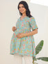Blue Pure Cotton Floral Printed A-line Maternity Tunic