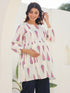 Off White Pure Cotton Ikkat Printed A-line Maternity Tunic