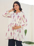 Off White Pure Cotton Ikkat Printed A-line Maternity Tunic