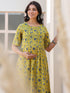 Lime Pure Cotton Floral Printed A-line Maternity Co-ord Set