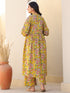 Maternity Women's Mustard Pure Cotton Floral Printed A-line Kurta Set