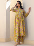 Maternity Women's Mustard Pure Cotton Floral Printed A-line Kurta Set