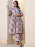 Green Pure Cotton Foil Printed Flared Maternity Kurta Set