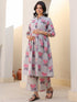Green Pure Cotton Foil Printed Flared Maternity Kurta Set