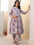 Green Pure Cotton Foil Printed Flared Maternity Kurta Set