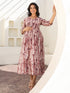 Mauve Pure Cotton Tie-dye A-line Maternity Dress