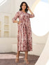 Mauve Pure Cotton Tie-dye A-line Maternity Dress