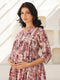 Mauve Pure Cotton Tie-dye A-line Maternity Dress
