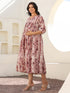 Mauve Pure Cotton Tie-dye A-line Maternity Dress