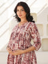 Mauve Pure Cotton Tie-dye A-line Maternity Dress