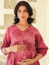 Mauve Pure Cotton Tie & Dye A-line Maternity Dress