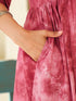 Mauve Pure Cotton Tie & Dye A-line Maternity Dress