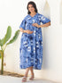 Blue Pure Cotton Tie & Dye Gathered Maternity Dress
