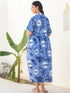 Blue Pure Cotton Tie & Dye Gathered Maternity Dress