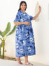 Blue Pure Cotton Tie & Dye Gathered Maternity Dress