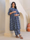 Indigo Pure Cotton Floral Printed Gathered Maternity Kurta Set