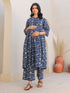 Indigo Pure Cotton Floral Printed Gathered Maternity Kurta Set