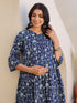 Indigo Pure Cotton Floral Printed Gathered Maternity Kurta Set