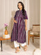 Wine Pure Cotton Geometric Printed A-Line Kurta