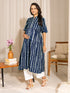 Indigo Pure Cotton Geometric Printed A-line Maternity Kurta