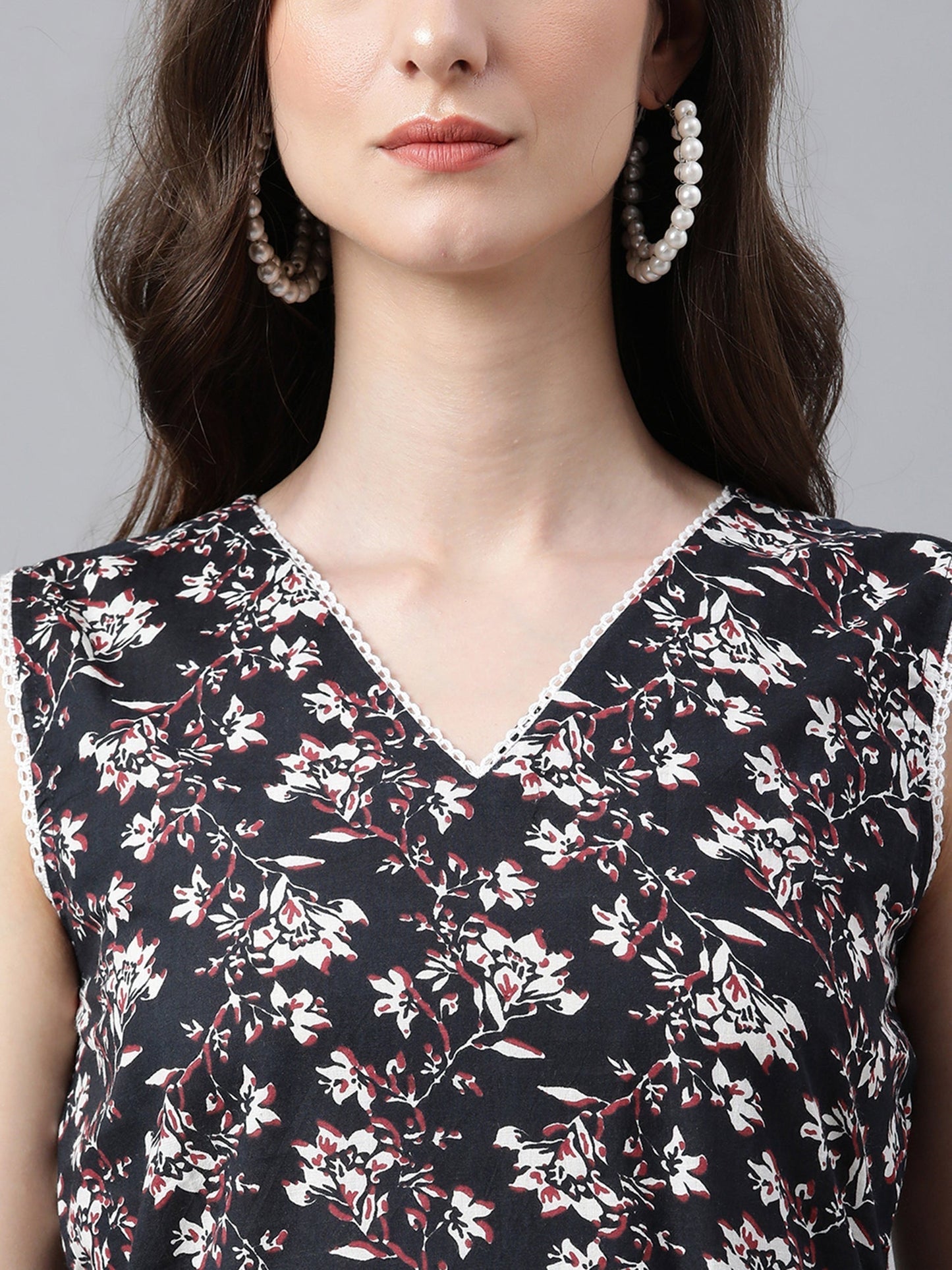 Black Cotton Printed Kurta with Palazzo Janasya