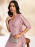 Lavender Chinnon Solid Wrap Kurta Set
