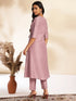 Lavender Chinnon Solid Wrap Kurta Set