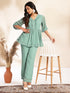 Sage Dobby Chiffon Woven Design Peplum Co-ord Set