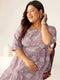 Plus Size Lavender Pure Cotton Floral Printed Tiered Dress