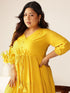 Plus Size Mustard Rayon Solid Tiered Dress