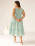Plus Size Light Blue Pure Cotton Ethnic Motifs Printed Tiered Dress