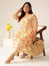 Plus Size Off White Pure Cotton Floral Printed A-line Kurta Set