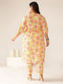 Plus Size Off White Pure Cotton Floral Printed A-line Kurta Set