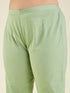 Janasya Women's Plus Size Light Green Pure Cotton Embroidered A-line Kurta Set