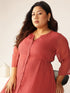 Plus Size Mauve Dobby Chiffon Self Design A-line Kurta