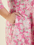 Janasya Women's Plus Size Pink Pure Cotton Yoke Embroidered Floral Printed A-line Kurta Set