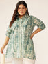 Plus Size Aqua Pure Cotton Tie & Dye A-line Tunic