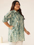 Plus Size Aqua Pure Cotton Tie & Dye A-line Tunic