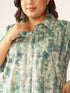 Plus Size Aqua Pure Cotton Tie & Dye A-line Tunic