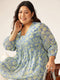 Plus Size Blue Georgette Tropical Printed A-line Tunic