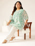 Plus Size Green Georgette Floral Printed A-line Tunic