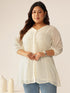 Plus Size Off White Dobby Chiffon Self Design A-line Tunic