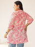 Plus Size Pink Cotton Blend Floral Printed A-line Tunic